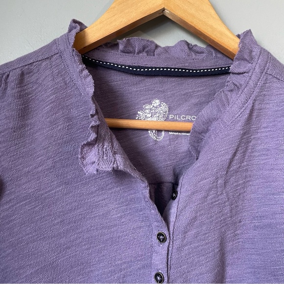NWT ANTHROPOLOGIE Pilcro Ruffled Henley Top size small lavender - Picture 15 of 16
